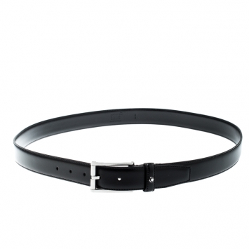 Pre Owned Montblanc Black Leather Belt 105CM