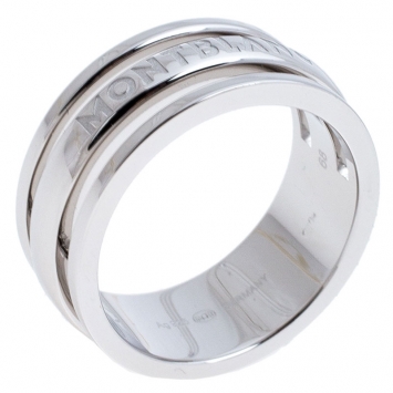 Pre Owned Montblanc Three Ring Motif Silver Men's Band Ring Size 68
