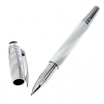 Pre Owned Montblanc StarWalker White Ceramics Doué Silver Tone Fineliner Pen