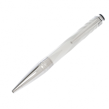 Pre Owned Montblanc StarWalker White Ceramics Doué Silver Tone Ballpoint Pen