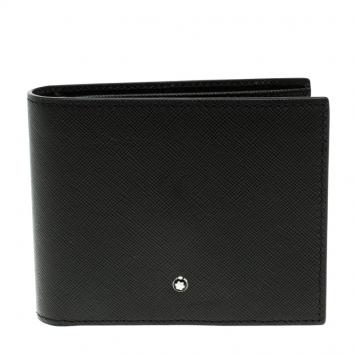 Pre Owned Montblanc Black Leather Sactorial Bi Fold 9CC Wallet