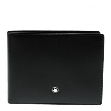 Pre Owned Montblanc Black Leather 6cc Bifold Wallet 