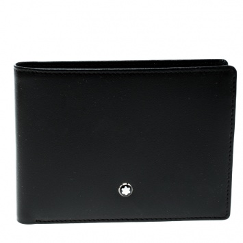 Pre Owned Montblanc Black Leather Miesterstuck Bifold Wallet