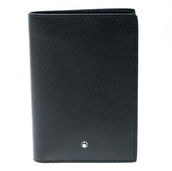 مملوكة مسبقًا Montblanc Black Leather Sartorial Vertical Flap 12cc Wallet 