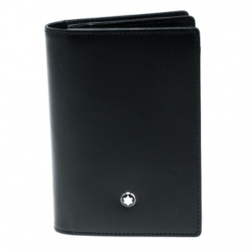 مملوكة مسبقًا Montblanc Black Leather Meisterstuck Card Holder
