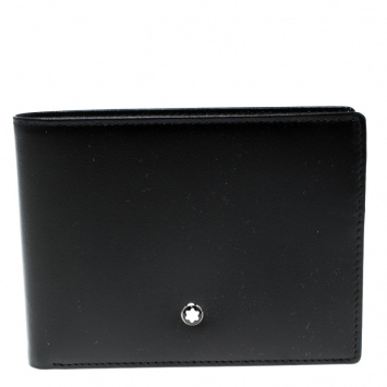 Pre Owned Montblanc Black Leather Meisterstuck Bifold Wallet
