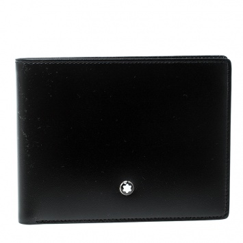 Pre Owned Montblanc Black Leather Miesterstuck Bifold Wallet