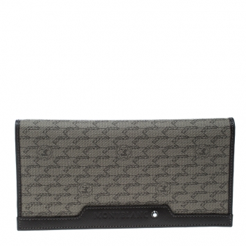 مملوكة مسبقًا Montblanc Beige Signature Coated Canvas Continental Wallet