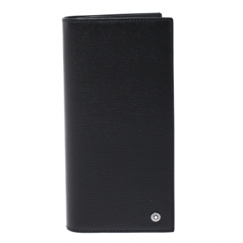 Pre Owned Montblanc Black Leather Westside 6CC Long Bifold wallet 
