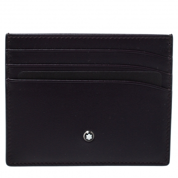 Pre Owned Montblanc Burgundy Leather Meisterstuck Card Holder 6CC