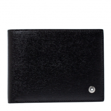 Pre Owned Montblanc Black Leather Westside Bifold Wallet 