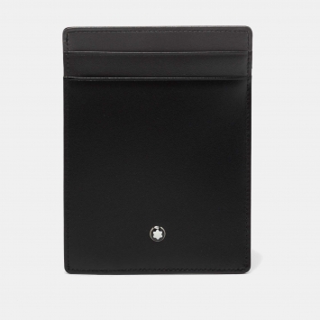مملوكة مسبقًا Montblanc Black/Grey Leather Meisterstuck Pocket 4cc ID Card Holder