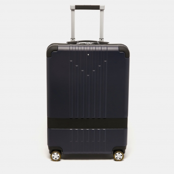 Pre Owned Montblanc Navy Blue Polycarbonate Cabin Trolley 55CM