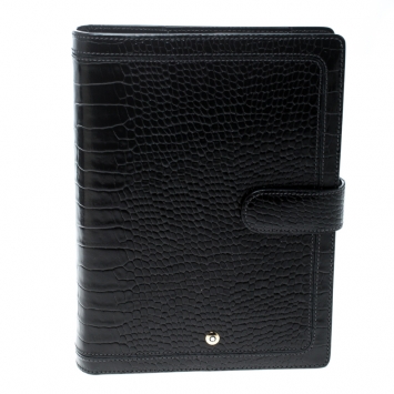 مملوكة مسبقًا Montblanc Black Croc Embossed Medium Organiser 