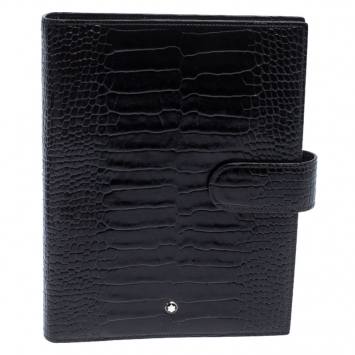 مملوكة مسبقًا Montblanc Dark Brown Crocodile Embossed Medium La Vie De Boheme Organizer