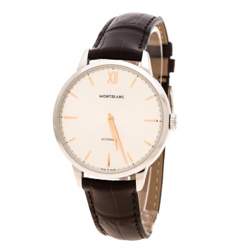 Pre Owned Montblanc Silver White Stainless Steel Heritage Spirit 7299 Men's Wristwatch 41 mm
