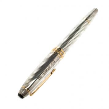 Pre Owned Montblanc Meisterstuck Solitaire 146 Silver Fountain Pen, 18k Gold Nib