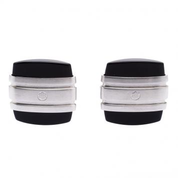 مملوكة مسبقًا Montblanc Iconic Black Onyx Stainless Steel Cufflinks