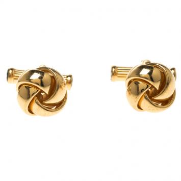 Pre Owned Montblanc Gold Tone Knot Cufflinks