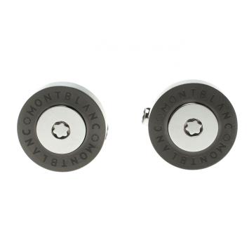 Pre Owned Montblanc Circular Disc Stainless Steel & Grey PVD Coated Cufflinks