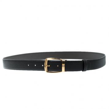 Pre Owned Montblanc Dark Brown Leather Classic Line Buckle Belt 120cm