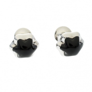 مملوكة �مسبقًا Montblanc Onyx Inlay Stainless Steel Star Cufflinks