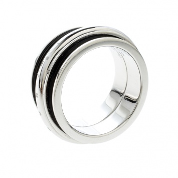 Pre Owned Montblanc Men's Contemporary Collection Black PVD Steel Sliding Ring Size 64