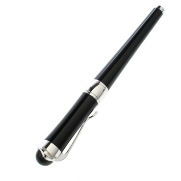 Pre Owned Montblanc Etoile Diamond Black Resin Platinum Finish Rollerball Pen
