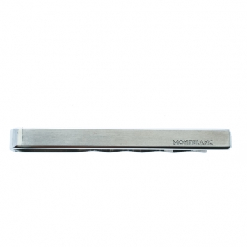 Pre Owned Montblanc Logo Engraved Brushed Stainless Steel Tie Bar