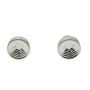 Pre Owned Montblanc Heritage Concentric Star Engraved Stainless Steel Round Cufflinks