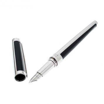 Pre Owned S.T. Dupont Black Resin Palladium Defi 400674 Fountain Pen