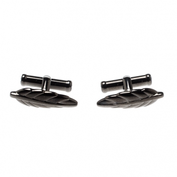 مملوكة مسبقًا Montblanc D. Defoe PVD Coated Stainless Steel Leaf Cufflinks