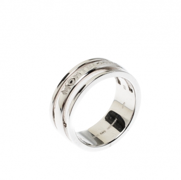 مملوكة مسبقًا Montblanc Three Ring Motif Silver Men's Band Ring Size 68