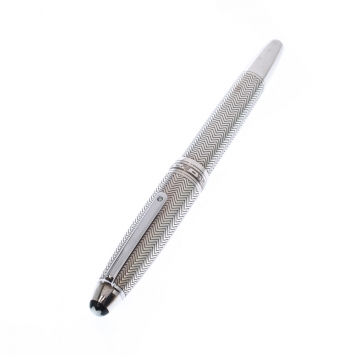 Pre Owned Montblanc Meisterstuck LeGrand Solitaire Silver Barley Fountain Pen