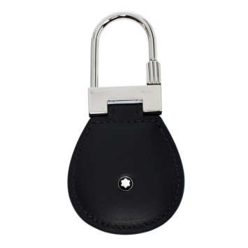 Pre Owned Montblanc Sartorial Black Leather Silver Tone 113238 Key Fob
