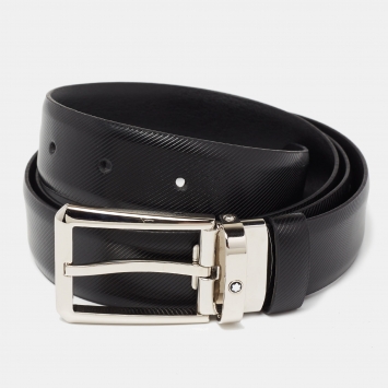 Pre Owned Montblanc Black Leather Cut to Size Buckle Belt