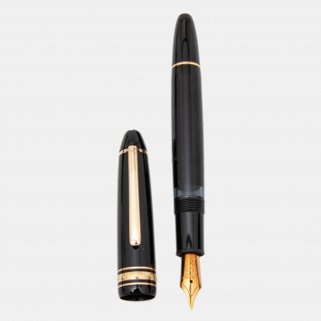 Pre Owned Montblanc Meisterstück Black Resin Gold Tone Fountain Pen, 14K Gold Nib