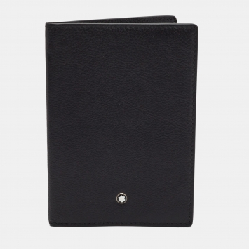 Pre Owned Montblanc Black Leather Meisterstuck Bifold Passport Holder
