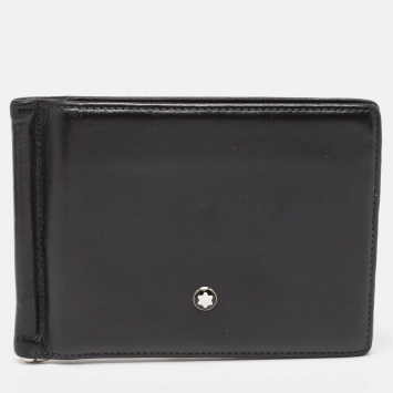 Pre Owned Montblanc Black Leather Meisterstück 6CC Money Clip Wallet