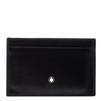 Pre Owned Montblanc Dark Brown Leather Meisterstuck Card Holder 