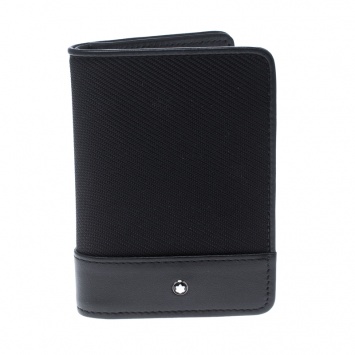 مملوكة مسبقًا Montblanc Black Canvas and Leather Nightflight Card Holder