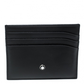 مملوكة مسبقًا Montblanc Black Leather Meisterstuck Card Holder 6CC