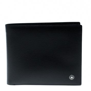 Pre Owned Montblanc Black Leather Westside Bifold Wallet 
