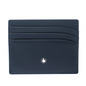 Pre Owned Montblanc Navy Blue Leather Meisterstuck Card Holder 6CC