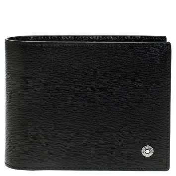 Pre Owned Montblanc Black Leather Westside Bifold Wallet