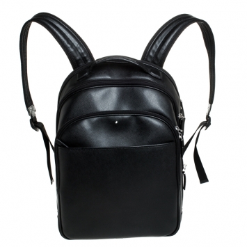 Pre Owned Montblanc Black Leather Extreme Rucksacks 3 Components Backpack              