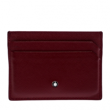 Pre Owned Montblanc Red Leather Meisterstuck Card Holder 6CC