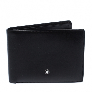 Pre Owned Montblanc Black Leather Meisterstuck Bifold Wallet