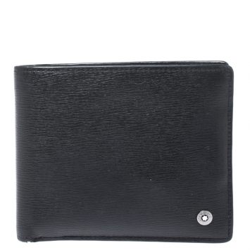 Pre Owned Montblanc Black Leather Westside Bifold Wallet 