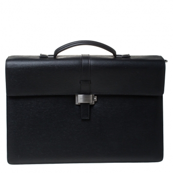 Pre Owned Montblanc Black Leather 4810 Westside Single Gusset Briefcase 